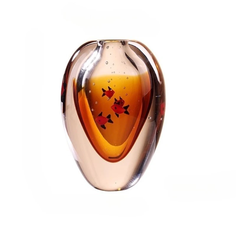 

Creative bubble fish light luxury glazed vase living room glass flower ware dining table entrance decorative ornament