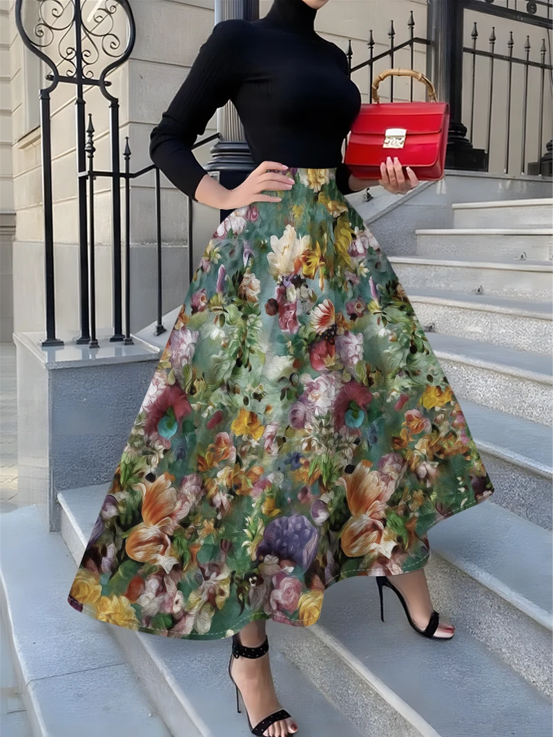 

Юбка с цветочным принтом в стиле Four Seasons Leisure Style, разноцветная, с цветочным узором