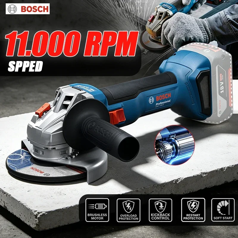 BOSCH GWS 18V-8 Cordless Angle Grinder 18V Professional Brushless M10 Slide Switch Metal Cutting Grinding BOSCH Power Tools