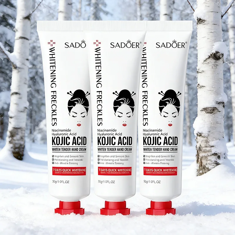 3/5 piezas SADOER Crema de Manos con Ácido Kójico, Niacinamida y Ácido Hialurónico, Blanqueamiento Rápido en 7 Días, Hidratante, Antiarrugas, 30g