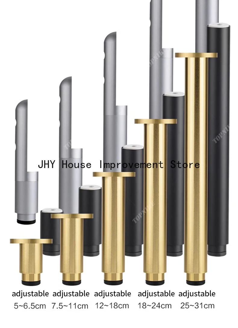 

Multipurpose Adjustable Cabinet Legs Aluminum universal Furniture Metal Foot Round Sofa Bed Support Feet with 4PCS