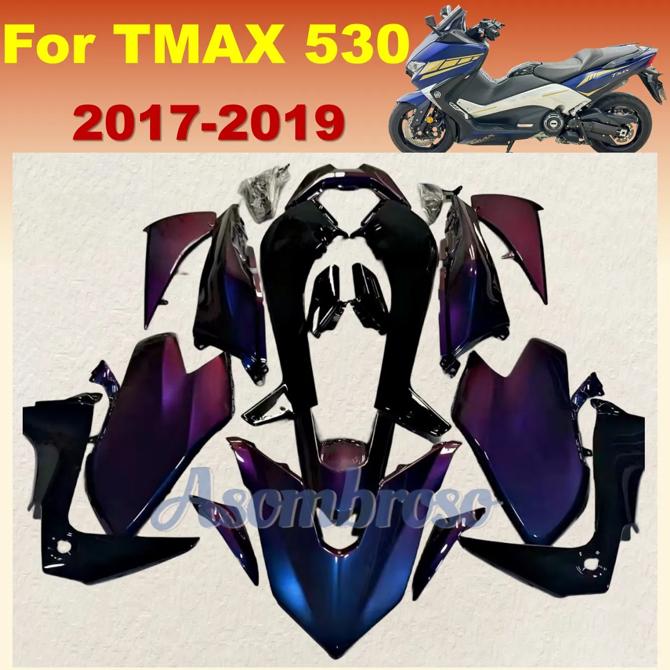 Kit carenatura Chameleon compatibile con Yamaha TMAX530 2017 2018 2019 TMAX 530 17 18 19 T-MAX530 Set di carrozzeria in plastica