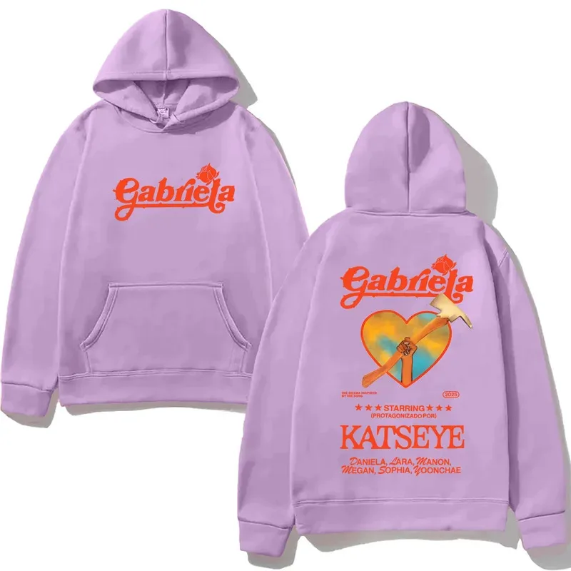 Katseye Gabriela 2025NEW سترة جمالية بقلنسوة لخريف وشتاء مع غطاء للرأس ملابس صوف غير رسمية سوداديراس هودي غير رسمي #5