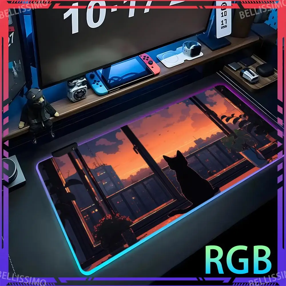 Diy Custom Gepersonaliseerde Xxl Mousepad Led Verlichting Grote Gaming Toetsenbord Pad Rgb Verlichting Laptop Desk Mad Rubber Gamer Mat Tapijt