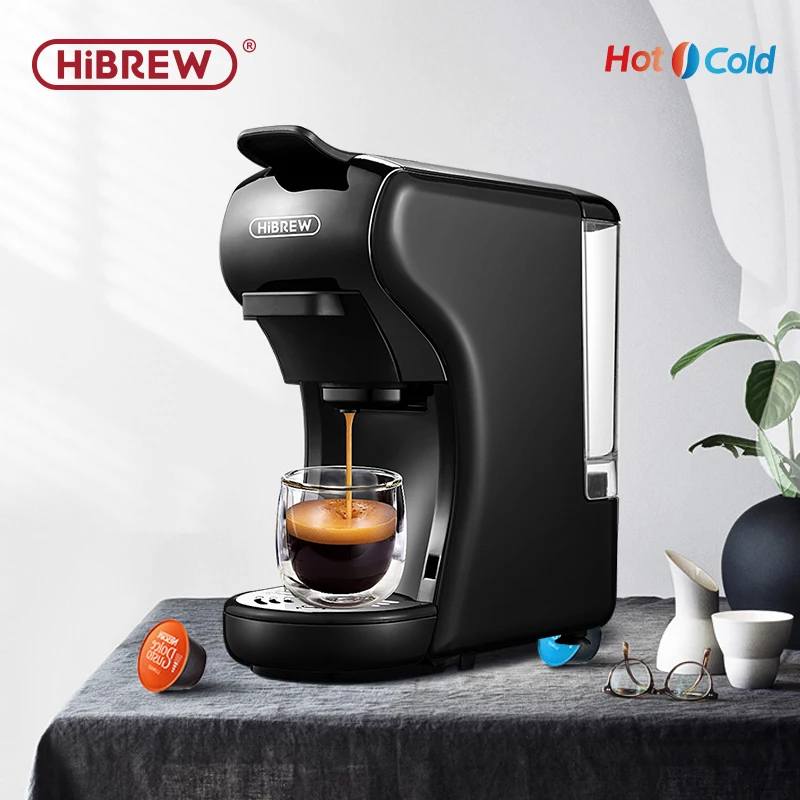Máquina de café HiBREW 19 Bar 4 en 1, Cápsula múltiple caliente y fría, Cafetera Espresso, Cafetera de cápsulas Dolce Milk Nexpresso en polvo H1A