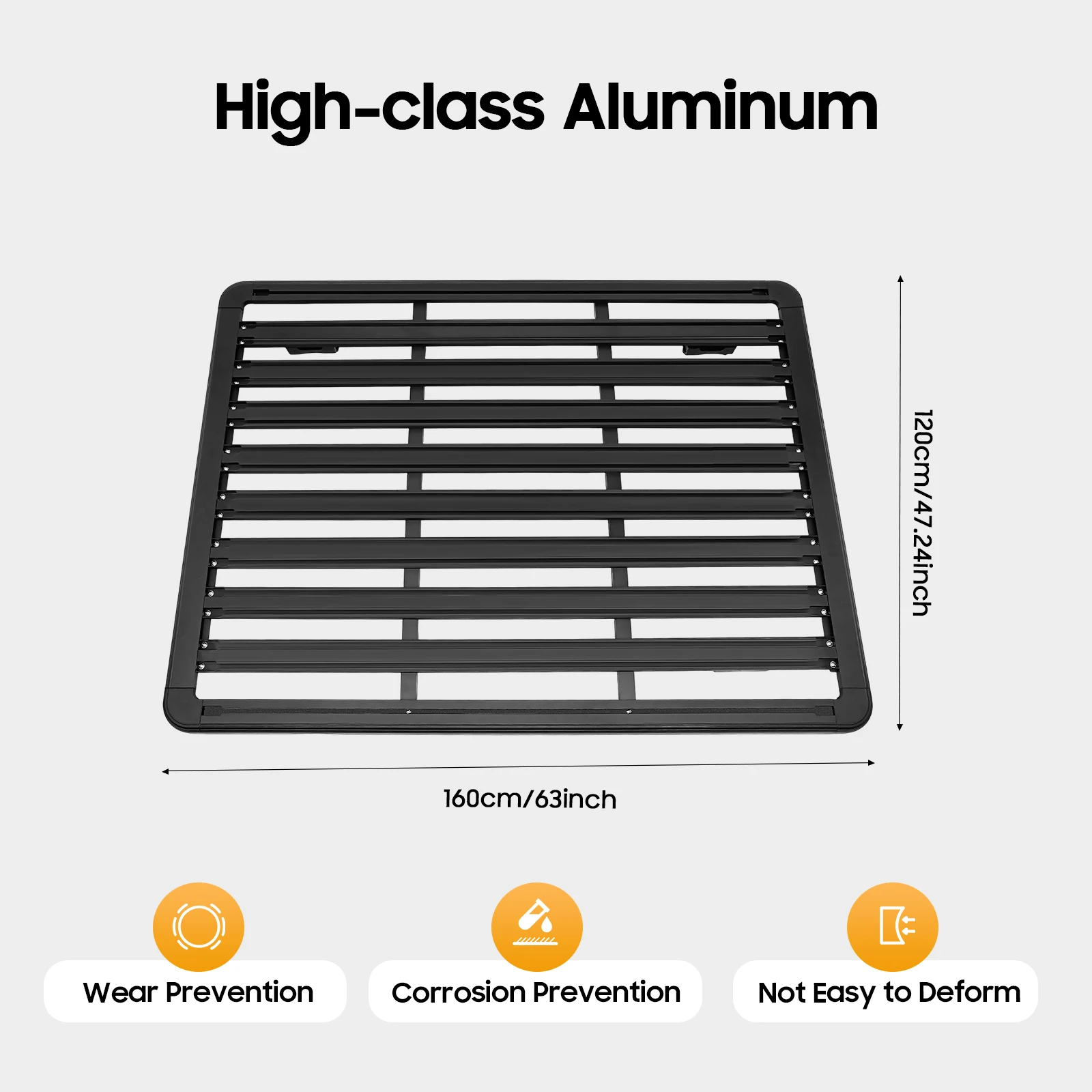 رف سقف مسطح بمنصة من سبائك الألومنيوم مقاس 63 بوصة × 47.2 بوصة، سلة علوية لحامل البضائع العالمي لمعظم سيارات الدفع الرباعي مع قضبان متقاطعة وتويوتا وجيب #6