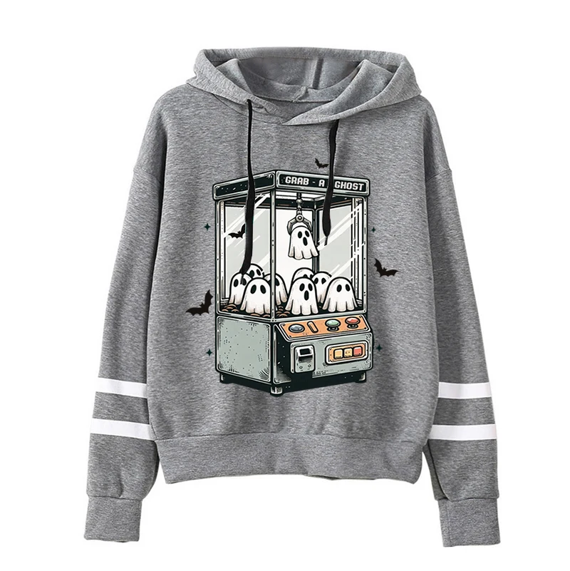 Women\'s New Halloween Hoodies Cute Cartoon Halloween Ghost Vending Machine Graphics Hooded Autumn Long Sleeve Fleece Sweatshirts