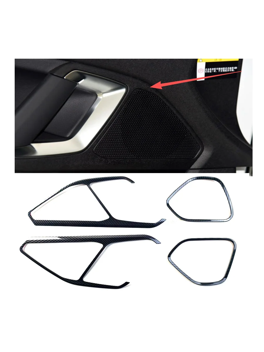 4 pièces ABS plastique Fiber de carbone Grain voiture porte son klaxon haut-parleur décoration couverture pour 2015-2019 Peugeot 308 T9 408