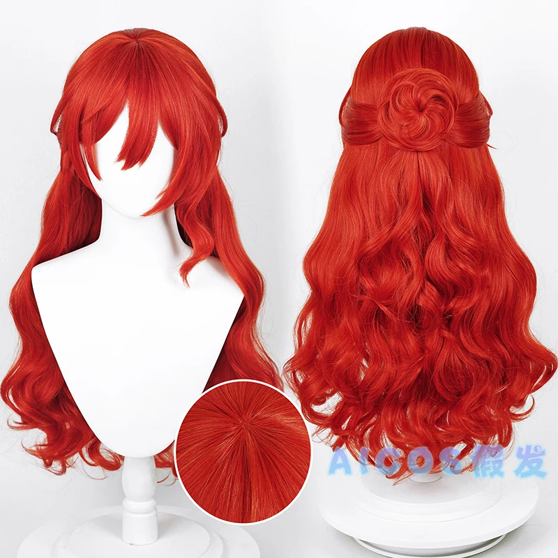 Honkai Himeko-Perruque de Cosplay pour Femme, Cheveux Longs Rouges, Bonnet de Perruque Gratuit