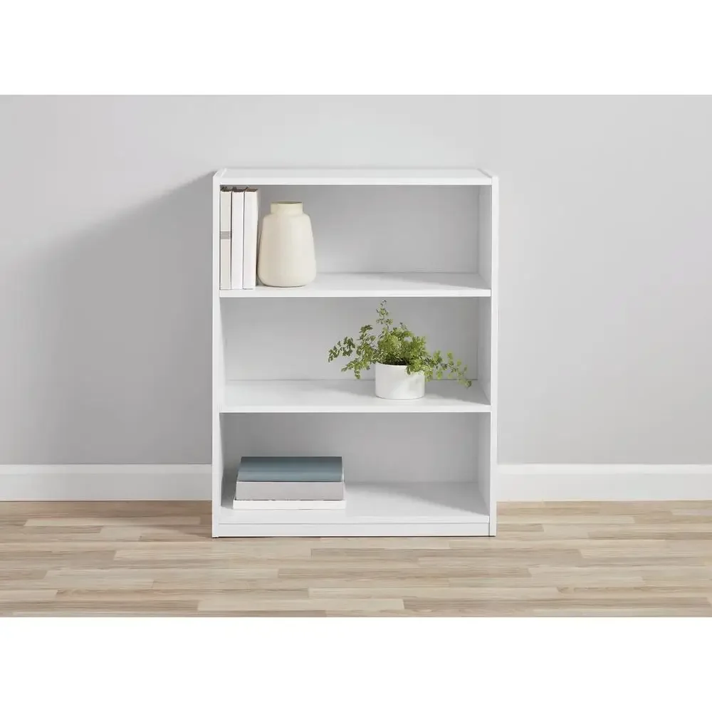 3-Tier Adjustable Shelf Bookcase Sturdy White Storage Unit Office or Living Room Mainstays Collection Easy Assembly Instructions