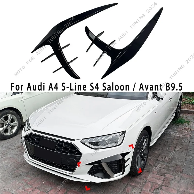 

Для Audi A4 S-LIne S4 Sloon & Avant B9.5 2020-2025 (не для RS4) Передний бампер Боковой спойлер Сплиттер Fang Style Canards Tuning