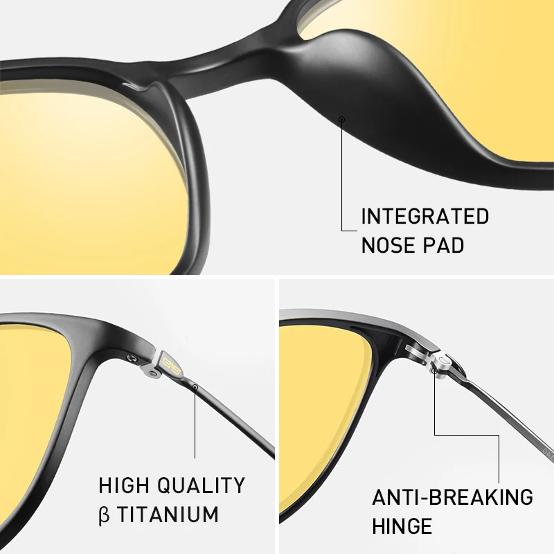 CAPONI, gafas de sol fotocromáticas para hombre, montura TR de pierna de titanio β, gafas Vintage para exteriores, gafas de sol de visión nocturna para hombre BSYS520