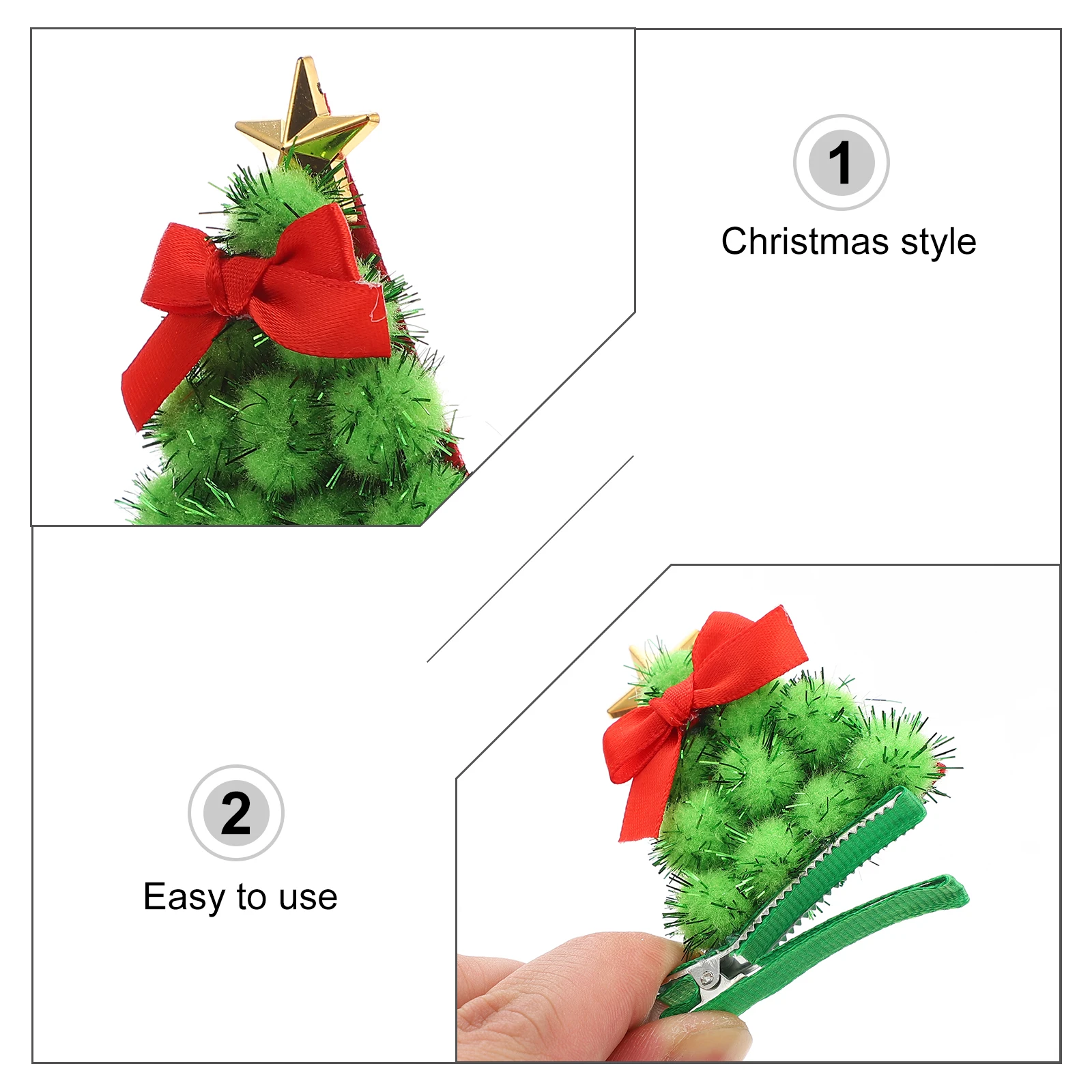 

2Pcs Christmas Tree Hair Clips Plastic Holiday Accessories Great Party Hairpins Xmas Barrettes Hair Accessories