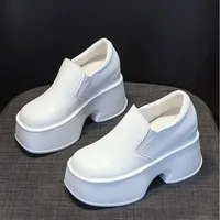 Lefu Shoes Women's 2024 New Style Inner Height 11cm Thick Sole Small Leather Shoes Women's Single Shoes Womens Shoes