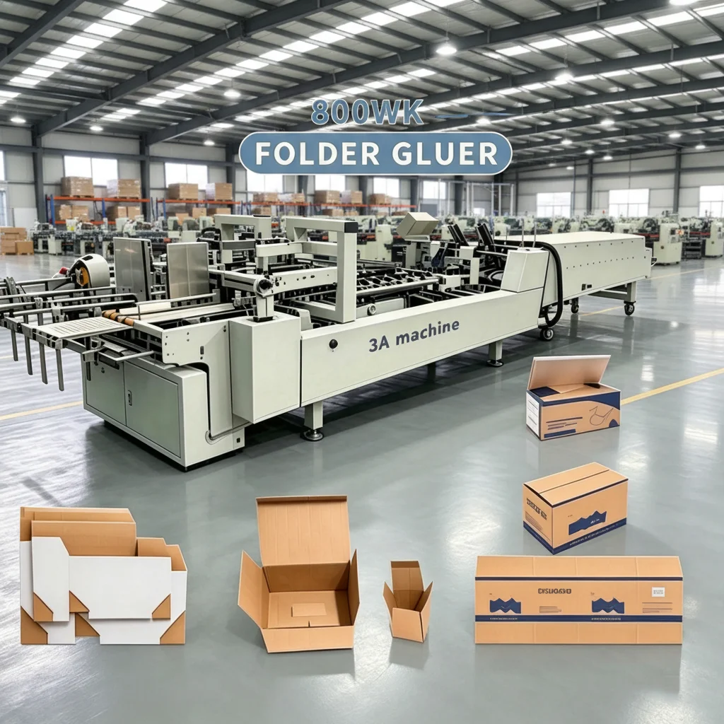 3A-800WK Automatic Paper Box Folding Machine with Cold Glue for Flute Corrugated Boxes Wood Packaging