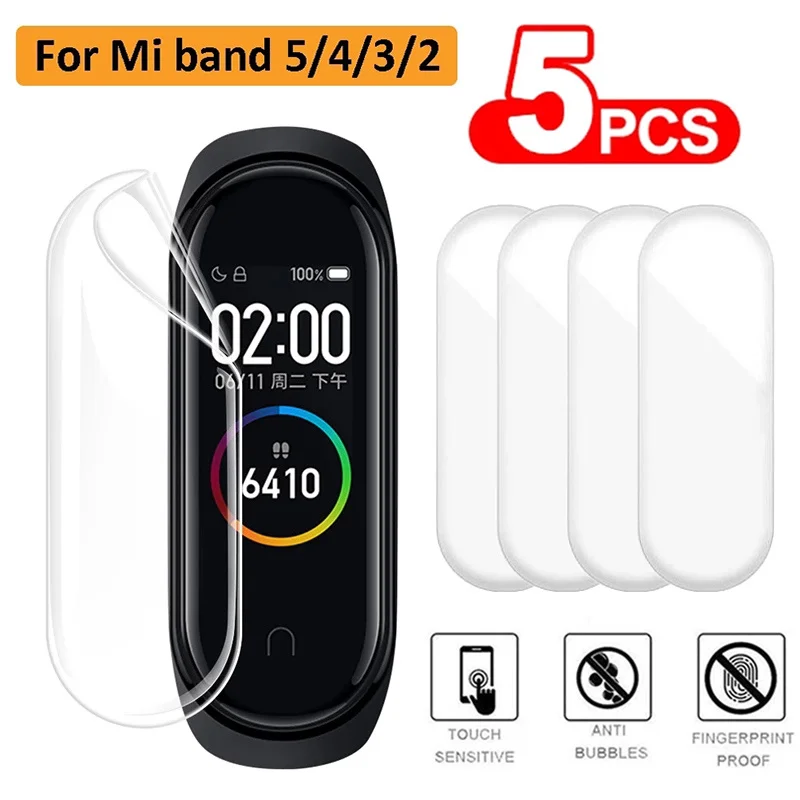 Película protectora de hidrogel de TPU para Xiaomi Mi Band 6, 5, 4, 3, Protector de pantalla de cubierta completa suave, accesorios para relojes inteligentes