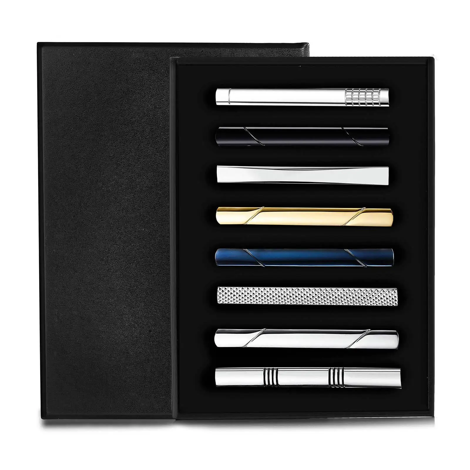 8 fermacravatte semplici e uni - Tie Bar Set Gift recensione e prezzo