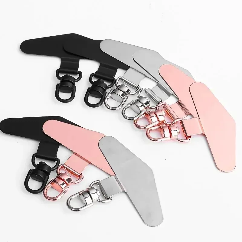 6-1PCS Phone Lanyard Connect Patch Anti-lost Replacement Stainless Steel 360 Rotatable Mobile Phone Safty Patch Gasket Tab Clip