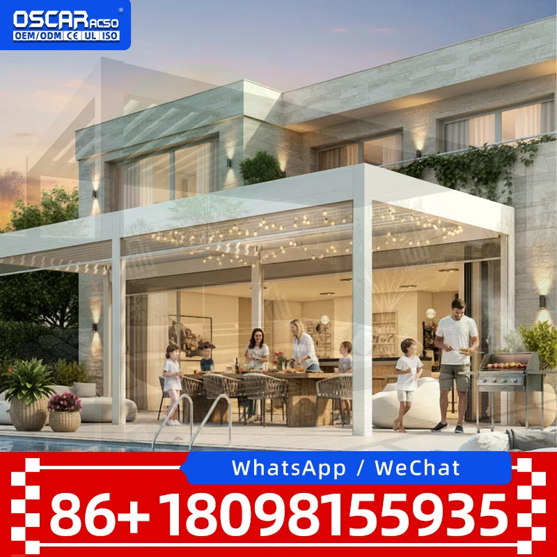 3x3 3x4 4x4 6x4m Customizable Outdoor Bioclimatic Aluminium Louver Pergola for Garden Patio Backyard pergola view 3