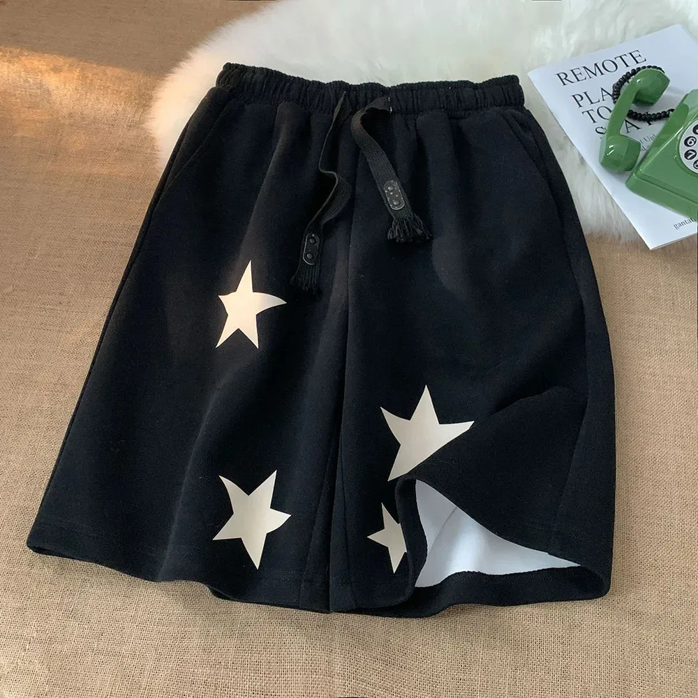 Y2k Summer Shorts Women Five-pointed Star Loose Print Harajuku Sweatshorts Streetwear Hip Hop High Waist Chic Emo Fashion Shorts