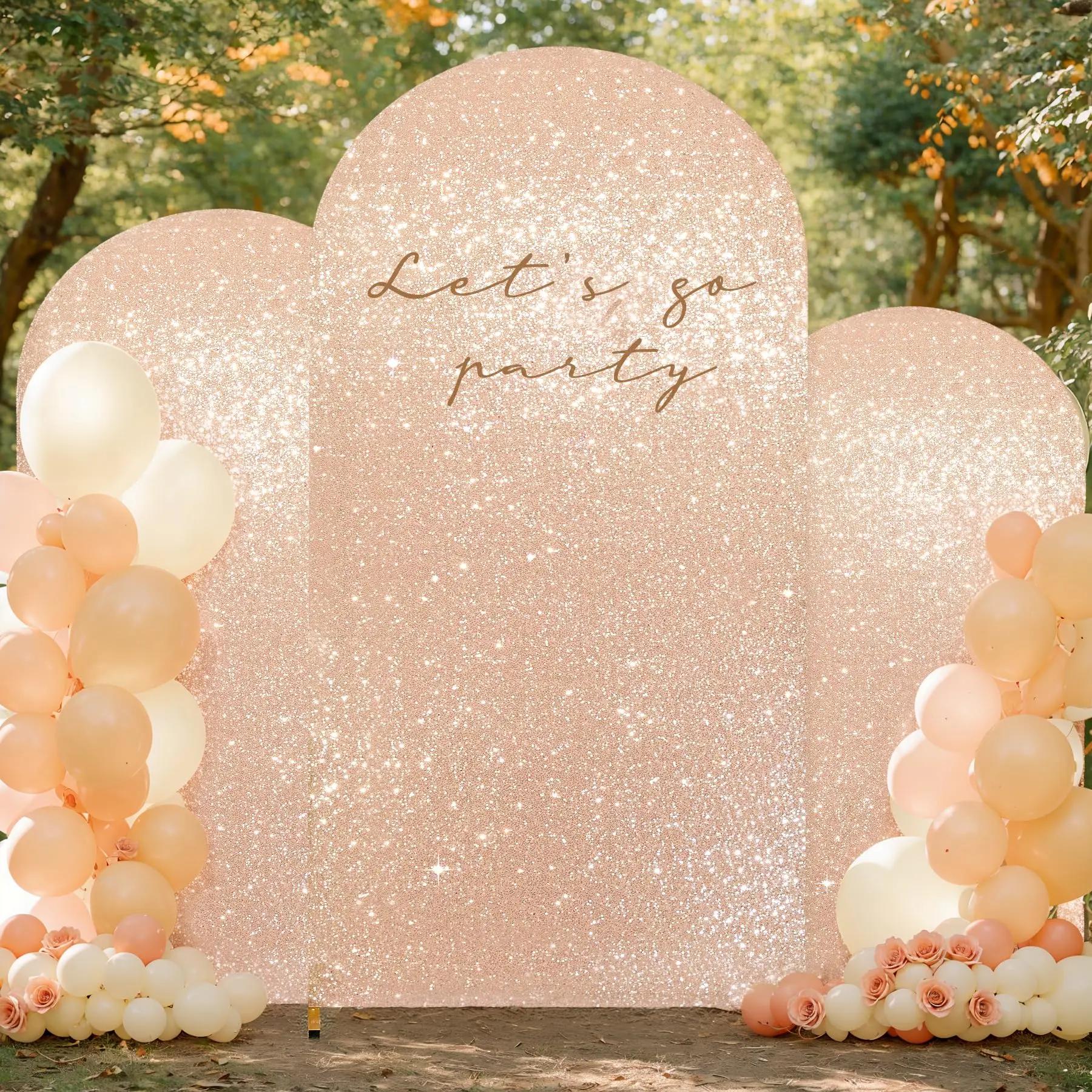 Rose Gold Arch Cover Sequin Backdrop Dome Chiara Backdrop Stand Cover Suitable for Wedding Birthday Party Photography Decoration