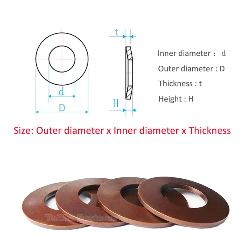 Compression Belleville Disc Spring Dish Washer Shock Absorbers 60Si2MnA OD 8/10/12.5/14/16/18 mm ID 4.2~9.2mm Thickness 0.2~1mm