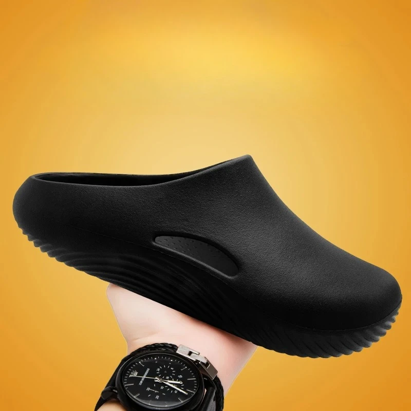 

Casual Home Slippers Lightweight Men Slippers WaterProof Anti Skid Chef Shoe Breathable Slip on Beach Sandals Male Garden Clogs