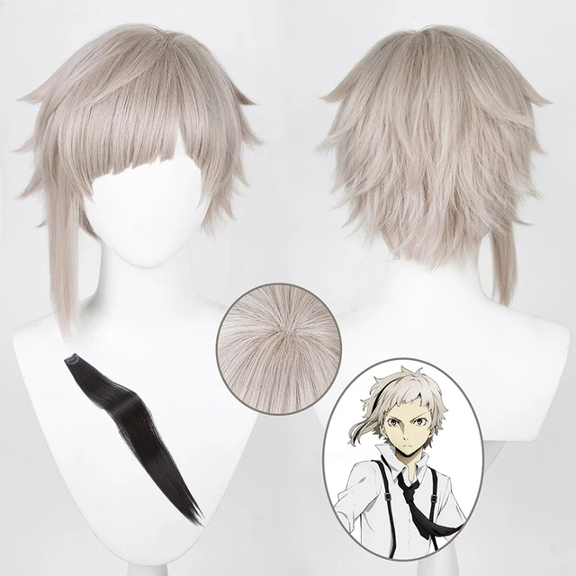 High Quality Bungo Stray Dogs Cosplay Atsushi Nakajima Cosplay Wig Short Flaxen Grey Heat Resistant Hair Anime Wigs AliExpress 200000532