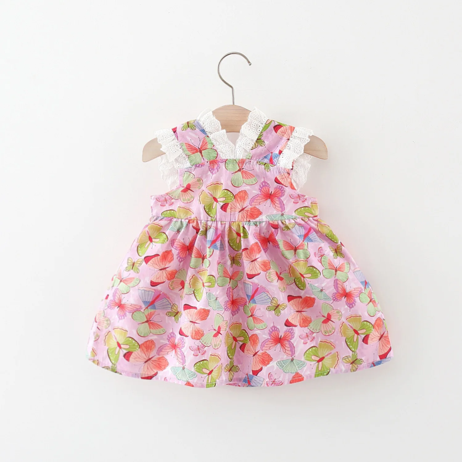 Summer New Butterfly Printed Cotton Dress For Girls Korean Version Sweet And Cute Little Butterfly Princess Dress