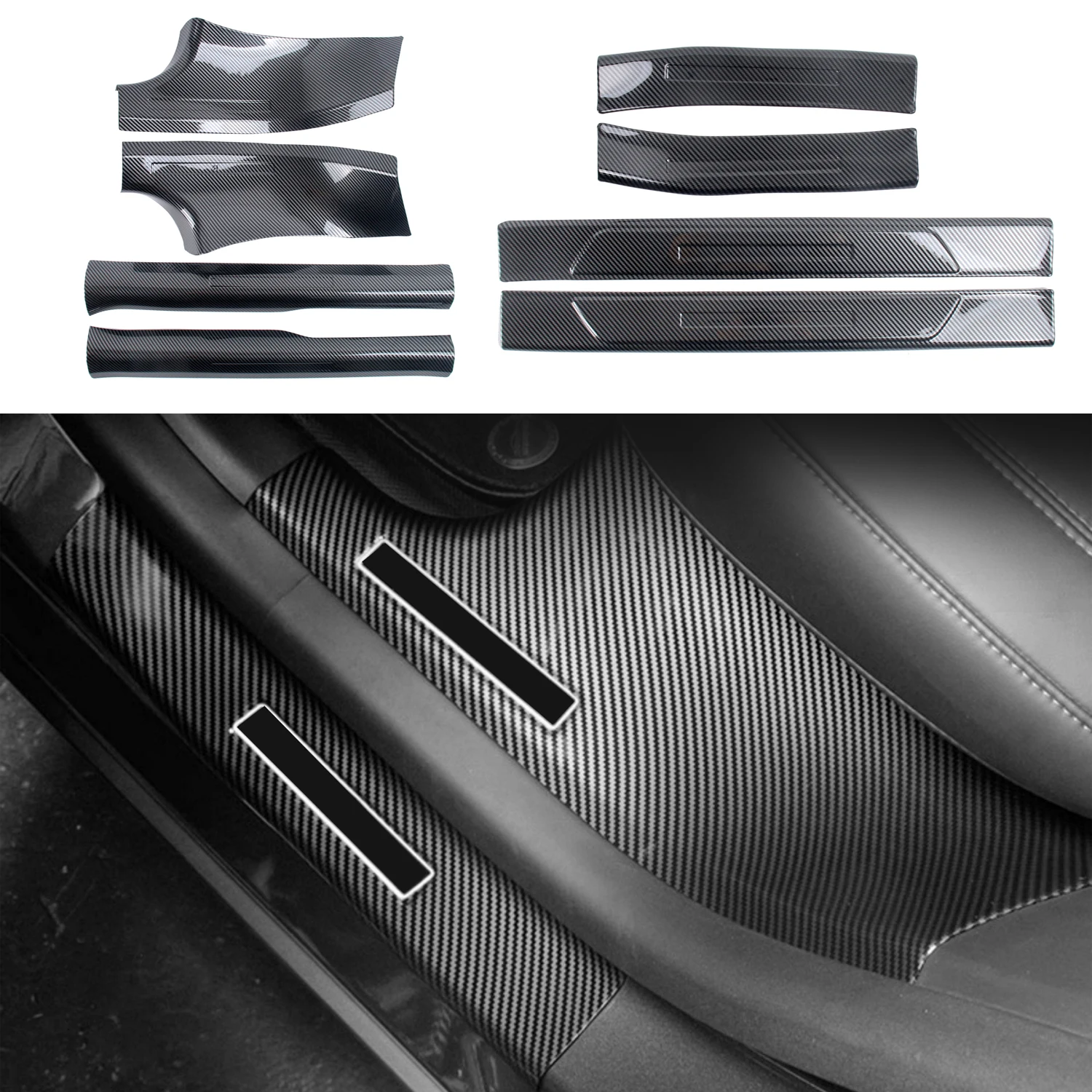 

For Tesla Model Y 2025 2026 Car Accessories ABS Inner&Outlet Door Scuff Plate Threshold Cover Trim