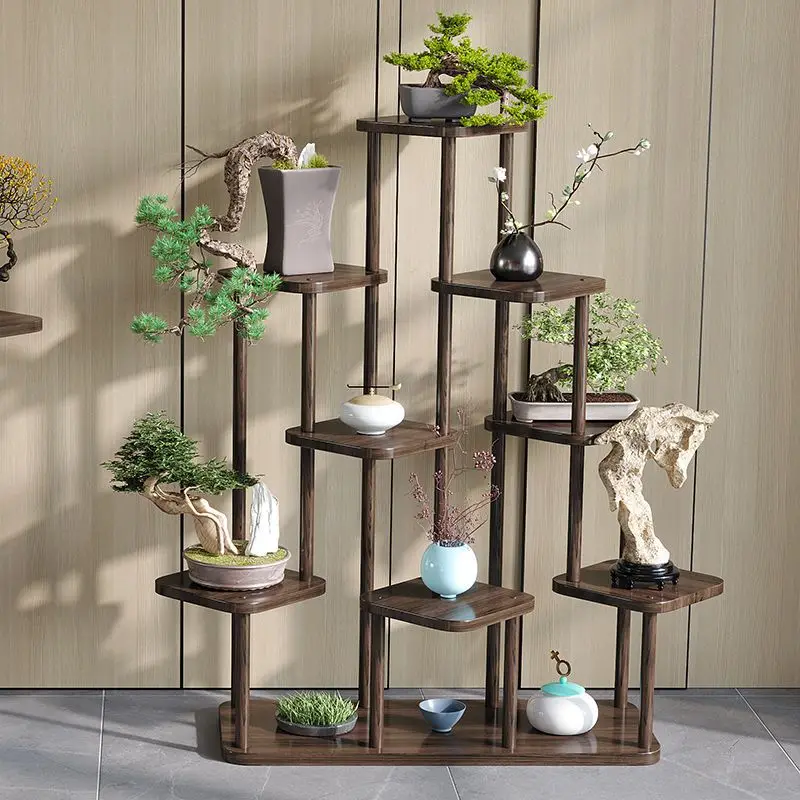 YFY flower stand shelf balcony living room floor-to-ceiling solid wood bonsai green plant  rack high-end  flower pot support