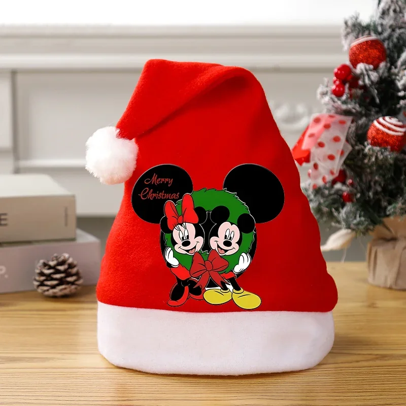 New Minnie Mickey Mouse Christmas Hats Disney Holiday Party Supplies Caps Anime Movie Derivative Peripherals Decorations Gifts