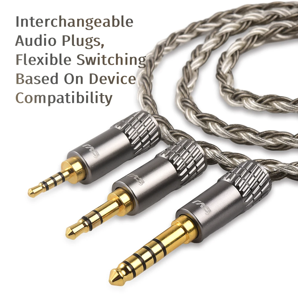 Kabel CVJ TS800 8-żyłowy 200-żyłowy posrebrzany kabel ulepszonej jakości, wtyk 2.5mm/3.5mm/4.4mm do wyboru, QDC MMCX 0.78MM 2Pin do KZ CCA FIIO TRN — zdjęcie produktu 4