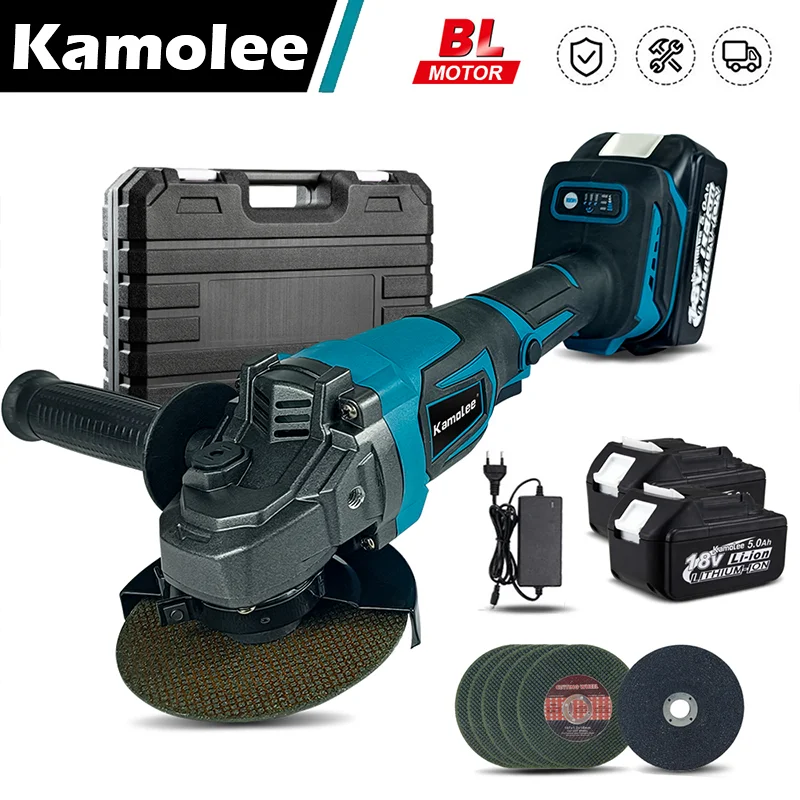 

Kamolee 100MM/125MM Brushless Cordless Angle Grinder 3 Speed 18500RPM Cutting Power Tools Compatible For Makita 18V Battery