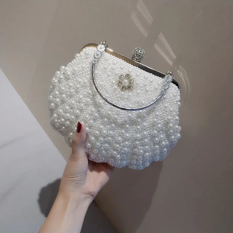 Women Wedding Purse And Handbag Elegant Evening Party Bags Clutches White Shell Pochette Mariage Sac Femme Beaded Clutch Bag Sac