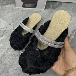 Women Slippers Flowers Fashion Summer Shoes For Women Flats Half Slippers Plus Size Women Mullers