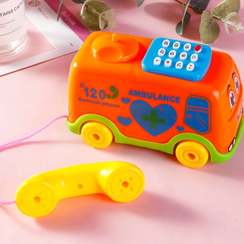 Q0KB Kids Simulation Electric Lifelike for Play Toys Multifunctional Push-Pull Bus Shaped Set Portable Educational Toys