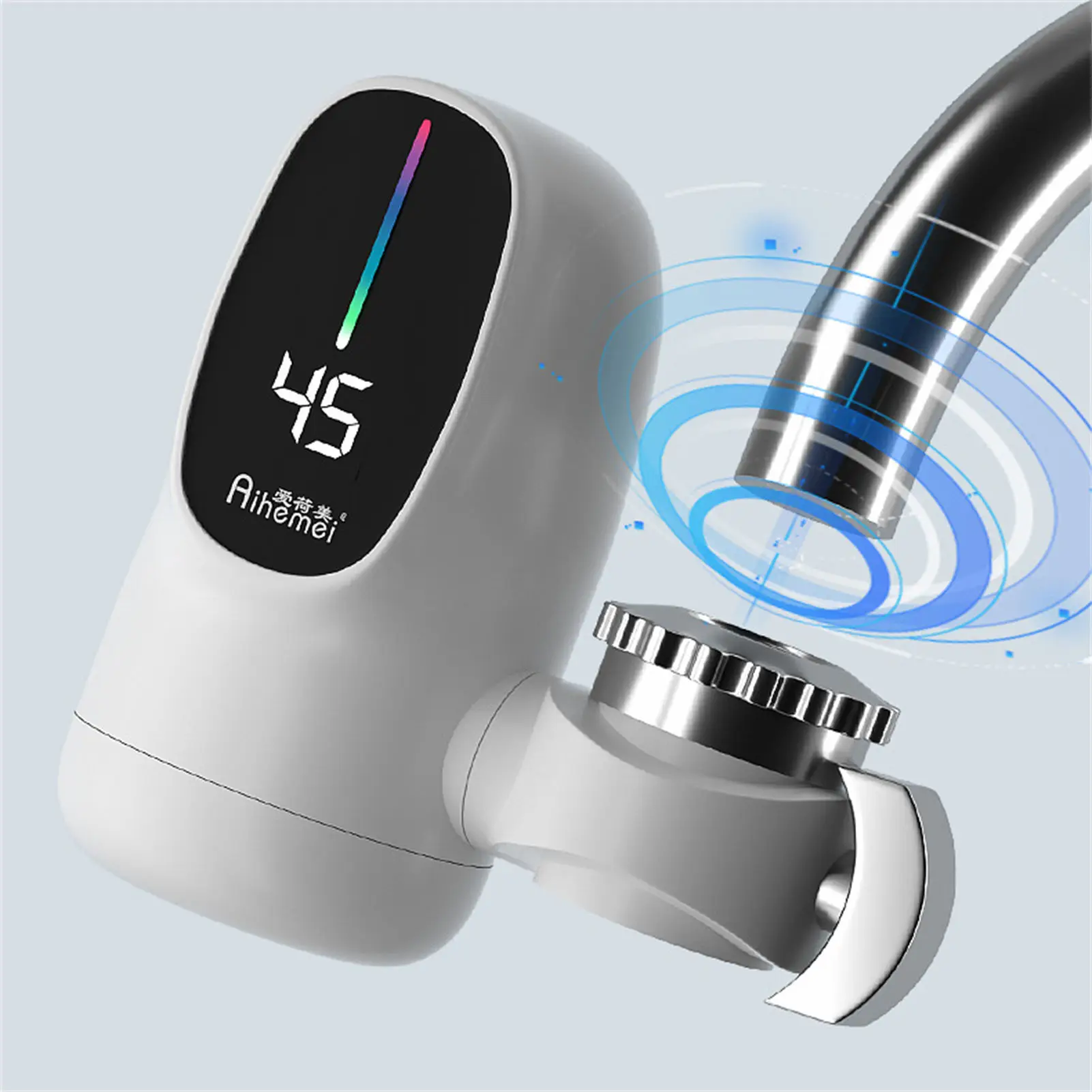 1pc Instant Heating Tap Digital Display Smart Electric Water Faucet 3000W Stainless Steel for Kitchen Bathroom Sink Home