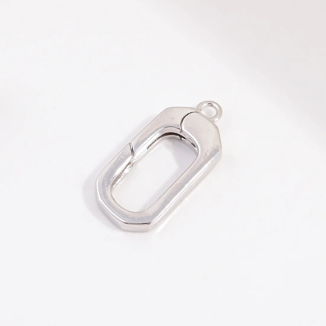 Cierre Universal Rectangular de plata de ley S925, pulsera y collar hechos a mano, Material de cierre de resorte SK149
