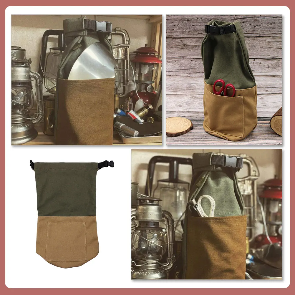 

Vintage Style Portable Container Deepened Storage Wear-Resistant Canvas Lamp Pouch Outdoor Camping Supplies Handheld