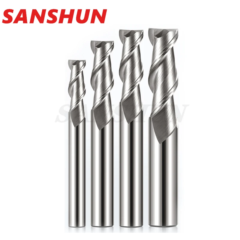 HRC60 2-edge tungsten steel milling cutter for aluminum Two-edge keyway flat end cutter Aluminum alloy carbide milling cutter