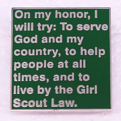 Girl Scout Promise Enamel Pin brooch jewelry On my honor I will try