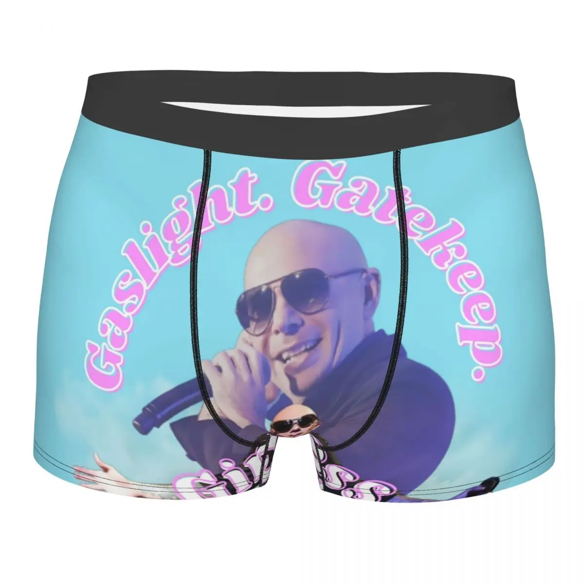 Mr Worldwide Says To Girlboss Underwear Men Sexy Printed Customized Pitbull Boxer Shorts Panties