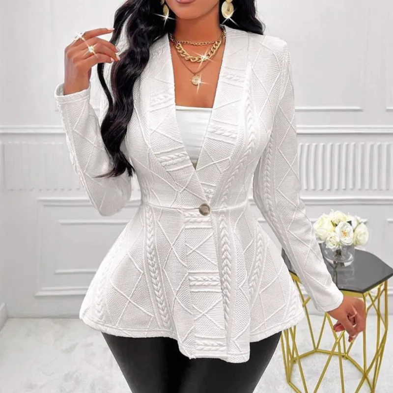 Autumn Winter Jacket Women's New Single-button Slim Waist Long-sleeved Soild Color Fashion Casual 2026 New Collection Ropa Mujer