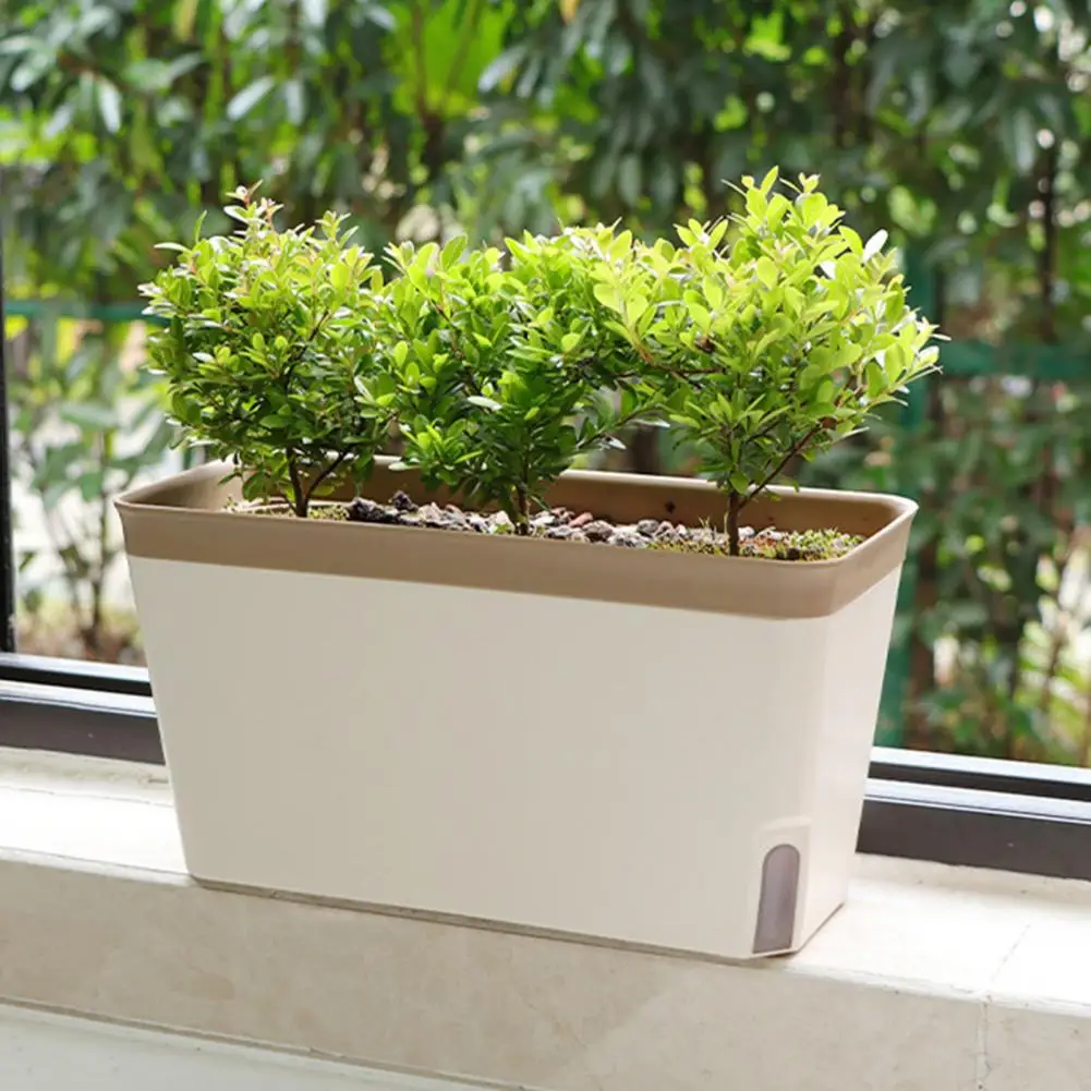 Double Layer Self Watering Pot Self Watering Plant Pot For Indoor Gardening Double Layer Rectangle Planter For Windowsill 식물화분