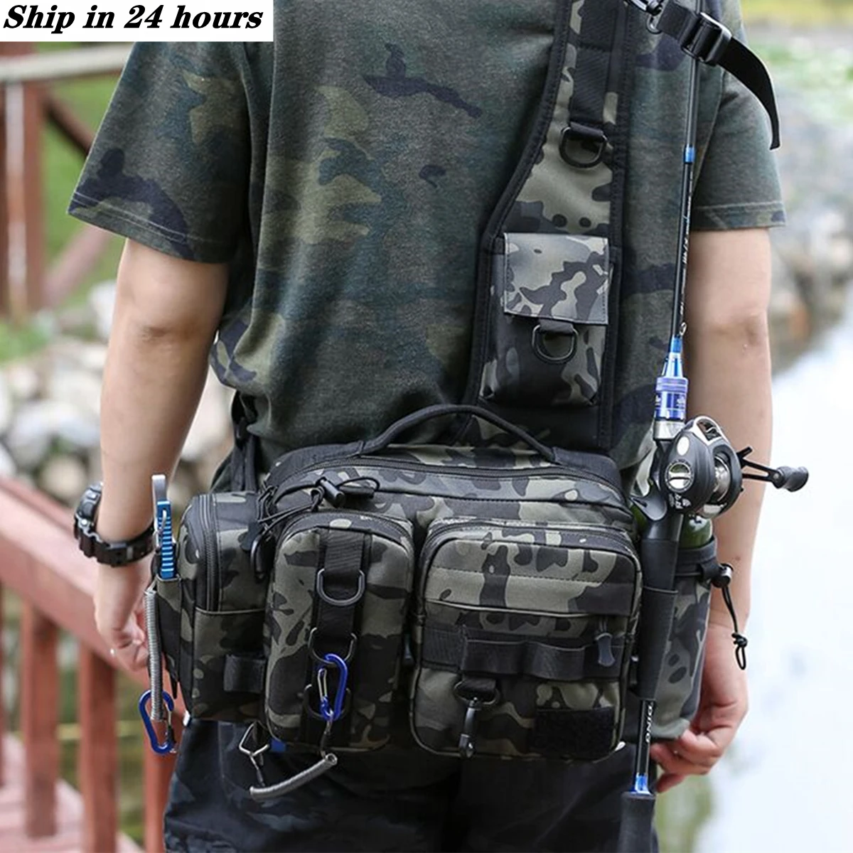 

Fishing Bag Fly Fishing Backpack Chest Tackle Sling Portable Shoulder Fanny Waist Pack for Men Fishing Rod Lure Box Camping Bags