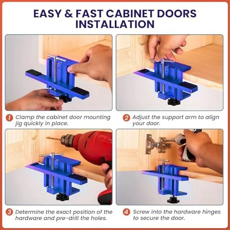 Cabinet Door Mounting Jig Hinge Hardware Tool Support Arm Clamp Easy Installation Durable Easy Install