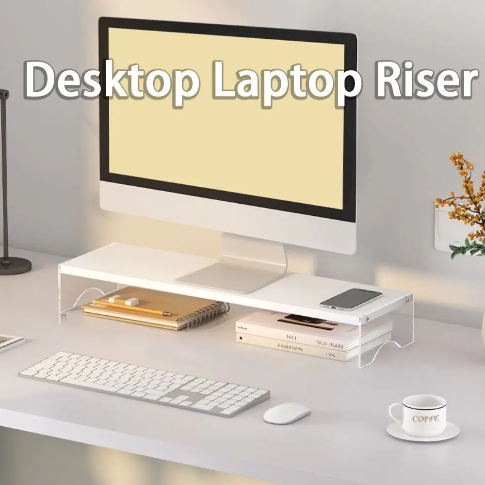 

Single/Double Layers Acrylic Floating Computer Stand Clear Foot Comfortable Viewing Height Desktop Laptop Riser