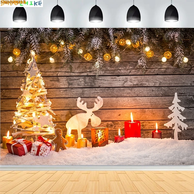 

Christmas Day Fireplace Photography Backdrops Prop illustration Window Living Room Interior Village House Theme Background HK-03