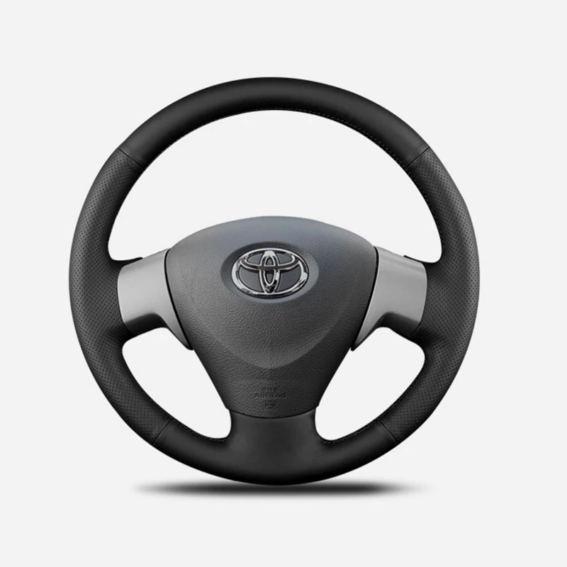 Car Steering Wheel Cover For Toyota Corolla 2006-2010 Matrix 2009 Auris Microfiber Leather Hand-Stitched Black  Car Accessories